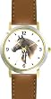 Stallion and Colt - JP - Horse - WATCHBUDDY&reg; DELUXE TWO-TONE THEME WATCH - Arabic Numbers - Brown Leather Strap-Children's Size-Small ( Boy's Size & Girl's Size )