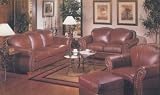 100% ITALIAN LEATHER SOFA SET*NAILHEADS*COGNAC*