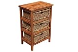 3 Drawer Rustic Brown Wash Abaca Storage Rack / Rattan Storage Unit