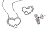 Sterling Silver Heart Shape Journey Style Earrings&Pendant Set