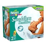 Pampers Swaddlers Sensitive Diapers, Size 2 (12-18 Lbs), 152 Diapers