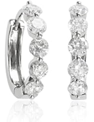 IGI Certified 1 1/2 carat 14k White Gold 5 stone Hoop Diamond Earrings (GH, I1-I2, 1.50 carat)