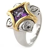 18K Gold & Silver Designer Amethyst Ring