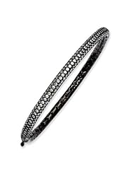Sterling Silver Black Plated with CZ Hinged Bangle