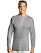 Hanes Men's X-Temp Thermal Longsleeve Henley Top, Heather Grey, X-Large