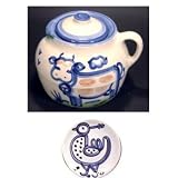 Beanpot, Blue Gourmet Fowl Pattern