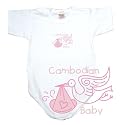 BABY BODYSUIT WHITE " PINK STORK CAMBODIAN " CAMBODIA 9 - 12 Months
