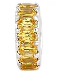Sterling Silver Yellow Topaz November Birthstone Large Baguette Spacer Wheel Bead