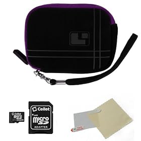 PURPLE Aero Bumb Travel Protection Slim Soft Micro-Suede Cover Carrying Sleeve Case Smart Design with Extra Accessory Pocket For Sony Alpha Series NEX-5 / NEX-C3 Point And Shoot Digital Camera + Includes a 16GB Micro SD Card with SD Adaptor + Includes a Universal Anti-Glare Screen Protector Guard