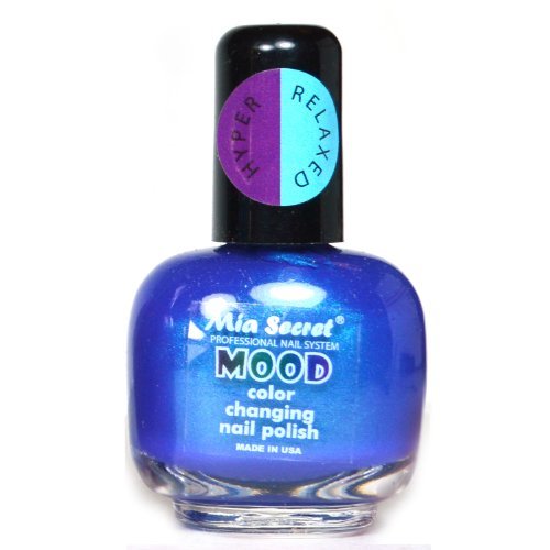 1 MIA SECRET MOOD COLOR CHANGING MD06 MORADO to AZUL NAIL POLISH LACQUER MADE IN USA + FREE EARRING