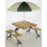 Wood Folding Picnic Table W Umbrella by Picnic Plus