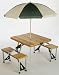Wood Folding Picnic Table W/Umbrella