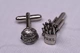 Hamburger and fries L cufflinks by classic cufflinks