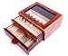 Burl walnut wood valet box with clear top