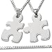 Schmuck : CLEVER SCHMUCK Silberne Partneranhänger "Puzzleteil geteilt" glänzend ECHT SILBER 925 mit 2 Ketten Panzer je 50 cm (F) neu