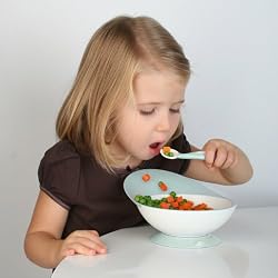 Boon Catch Bowl - Toddler Bowl with Spill Catcher in Orange/Blue