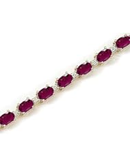 14kt Yellow Gold Oval Ruby and Diamond Bracelet