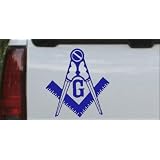 6in X 6.5in Blue -- Masonic Square and Compass Car Window Wall Laptop Decal Sticker by Rad Dezigns