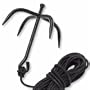 Ninja Folding Grappling Hook w/ Black Finish & Rope, Functional