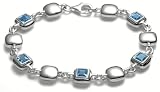Sterling Silver Bracelet w/ Blue Topaz Stations by Zina, 7