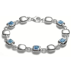 Sterling Silver Bracelet w  Blue Topaz Stations by Zina, 7 by Zina Sterling Silver