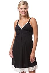 Belabumbum Lotus Lace Black Maternity/Nursing Nightgown
