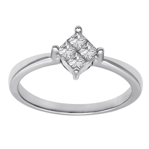 41MBUNbn8YL 14k White Gold Princess Cut Diamond Ring 1/4