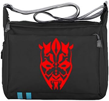 Star Wars Darth Maul Face Grunge The Force Awakens Women's Nylon Multi Zipper Pocket Small Cross Body Shoulder Bag Black