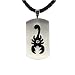 Stainless Steel Cubic Zirconia & Scorpion Design Dog Tag Pendant w. Woven Faux Leather Necklace