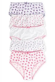 5 Pack Pure Cotton Heart Print Briefs