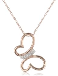 10k Rose Gold and Diamond Butterfly Pendant Necklace (.03 cttw, H-I Color, I2-I3 Clarity), 18"