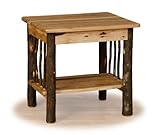 Rustic Hickory End Table- OAK TOP - Amish Made