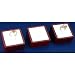 3 Clip Ring Display White Leather Wood Jewelry Showcase