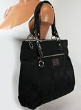 Coach Poppy Signature Sateen Glam Tote Black Handbag