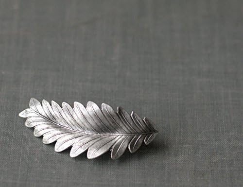 Leaf hair clip barrette grecian bridal goddess silver finish neoclassical regency