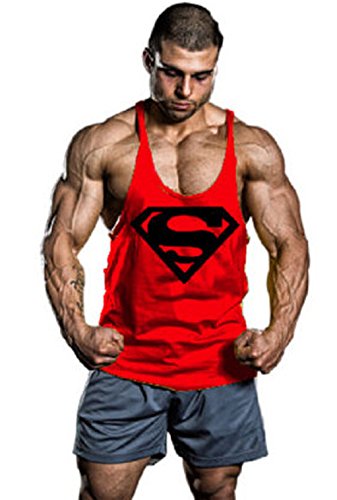Moge Men's BodyBuilding Superman S Logo Tank Top Stringer Gym Shirt