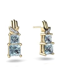 Genuine Aquamarine 14kt Yellow Gold Earrings