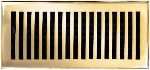 Brass Elegans 116D PLB Solid Cast Brass Contemporary 4-Inch by 10-Inch Floor Register, Polished Brass Finish Model