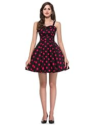 Vintage Cotton Sleeveless Sweetheart Polka Dot Print Party Dress/Wedding Dress  With a Sash 