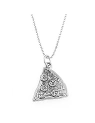 Sterling Silver One Sided Pizza Slice Necklace