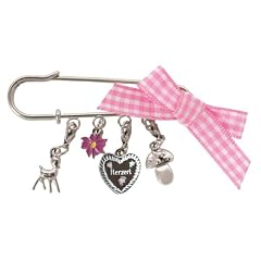 Wiesn Anstecknadel mit Anh�nger und rosa Schleife