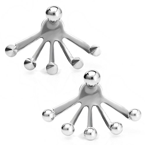 JewelrieShop 2pcs Stainless Steel Bundle Cuffs Spike Round Ball Peek-a-Boo Earring Jackets, Screw Back, 18 Gauge (01. Spike Round Ball: Steel)