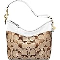 Coach Khaki White Signature Stripe Shoulder Bag 11689 Khaki White