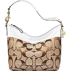 Coach Khaki White Signature Stripe Shoulder Bag 11689 Khaki White