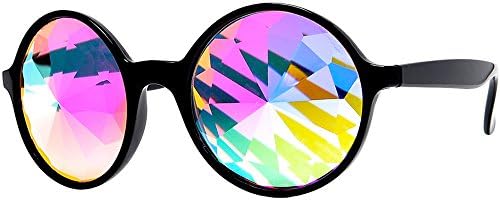 Psychedelic Kaleidoscope Prism Rave EDC Party Novelty Glasses (Black)