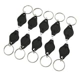 10 X LED MINI MICRO BLACK KEYCHAIN KEY RING SUPER BRIGHT FLASHLIGHT WHITE LIGHT
