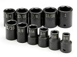 SK Hand Tools 4031 11-Piece 1/2-Inch Drive 6 Point Standard Fractional Impact Socket Set