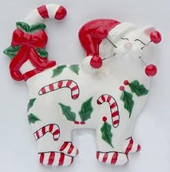 Whimsiclay Peppermint Cat Magnet