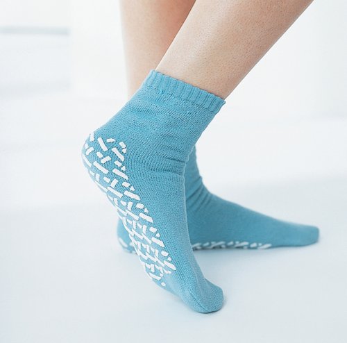 Medline Blue Adult Soft Knit Gripper Slippers - 3 Pair - 1 Size Fits Most