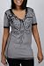 Affliction - Negative Impact Baby V-Neck Womens T-Shirt In Grey/Dark Grey, Size: Medium, Color: Grey/Dark Grey